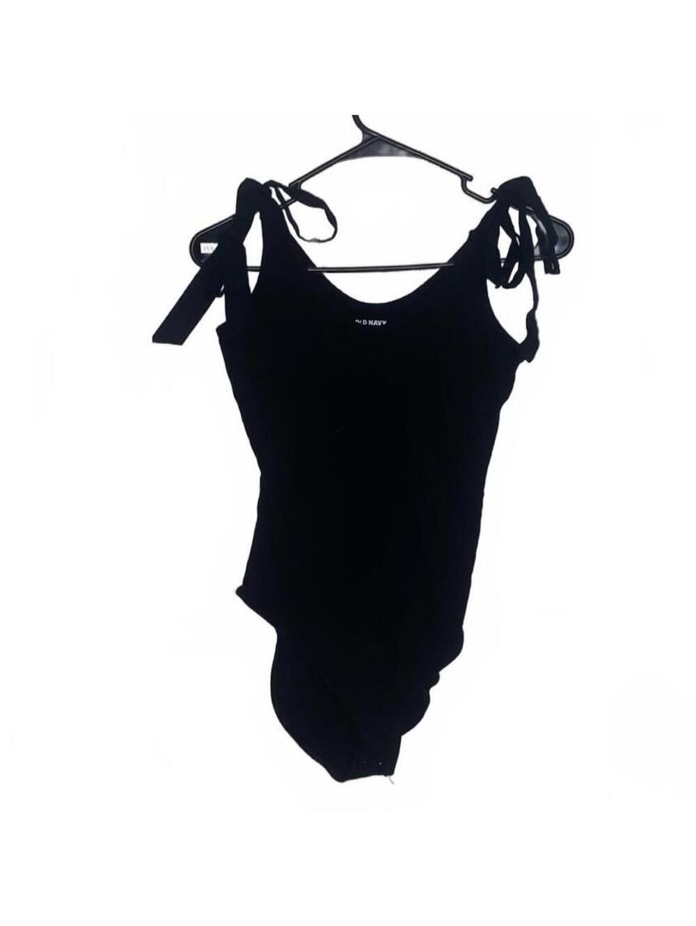 Old Navy Black Tie Strap Bodysuit XS Minimalist Coquette Balletcore Summer